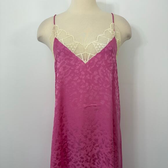 Zadig and Voltaire Risty Silk Slip Midi Dress in Pink with Lace Trim S - Picture 3 of 11